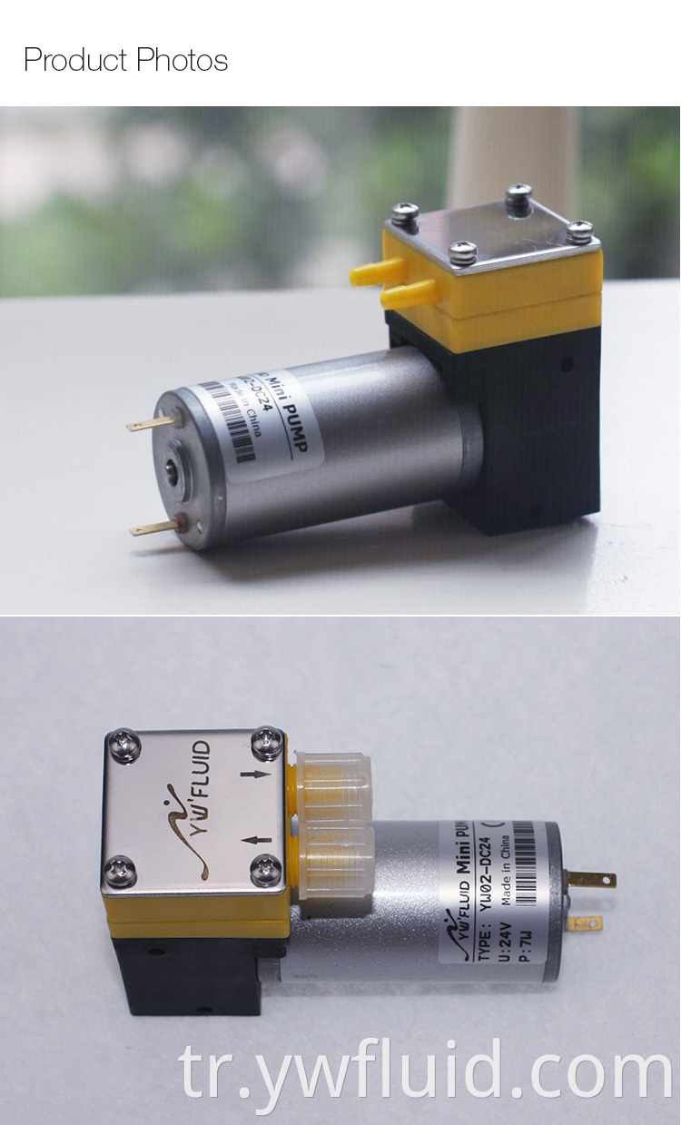 YW02A 24VDC Mini Diyafram Vakum Pompası DC Motor Hava ve Sıvı Pompa Kompresör Diyaframı